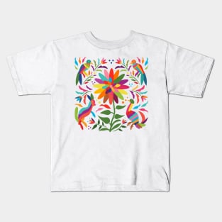 Mexican Otomí Floral Composition / Colorful & happy art by Akbaly Kids T-Shirt